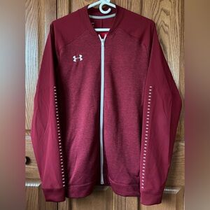 Under Armour Maroon Full Zip Performance Jacket with White Accents
